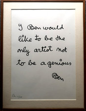 Ben Vautier serigrafia originale Edizione Limitata In Cornice 80x60 Cm Artista