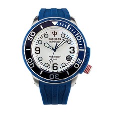Orologio POSEIDON-24 KIENZLE UP-703 45mm Diver Blu Bianco Acciaio Silicon 15atm