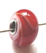 Raro TROLLBEAD QUERCIA originale ARMADILLO ROSSO SFONDO BIANCO perlina vetro nucleo 925