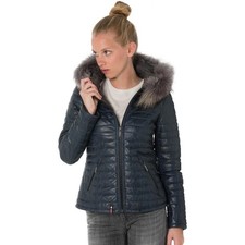 Oakwood doudoune en cuir gris bleu femme taille L neuve