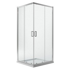 BOX CABINA DOCCIA ANGOLARE 75X75 CM H200 CRISTALLO VETRO STAMPATO SCORREVOLE