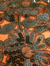 Stoffa pizzo ricamato paillettes fiori Fabric lace embroidered flowers sequins