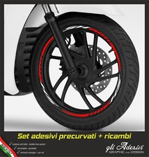 Kit Strisce Adesivi Cerchio Moto Ruote Scooter SH 125 150 300 BIANCO & ROSSO