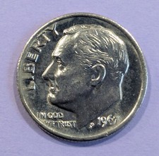 1967 ONE DIME - USA LIBERTY IN