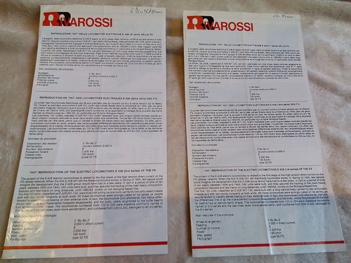 Rivarossi fogli parti - fogli,