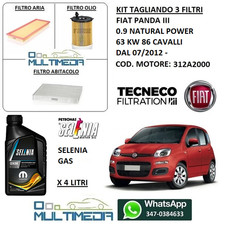 TAGLIANDO 3 FILTRI OLIO ORIGINALE 5W40 GAS FIAT PANDA III 0.9 METANO 86 CAVALLI