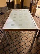 tavolo in legno e vetro ad uso sala da pranzo o come scrivania 