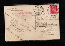 Guerra di Spagna - MALLORCA, timbro viola REGIA NAVE SAURO, Storia Postale 1937