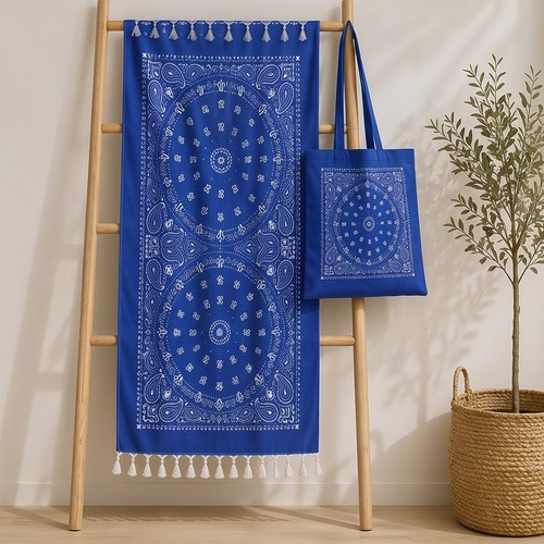 Set telo mare fouta con - con, frange