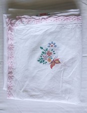 Lenzuolo sopra cotone neonato bimba per culla lettino ricamato + federa cuscino