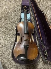 Antico violino con archetto e custodia primi '900 commercio tedesco violino restauro