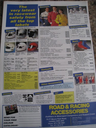 Road racing accessories - racing, stock