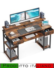 Scrivania Computer, Scrivania con 2 Cassetto e Vassoio per la Tastiera Ufficio