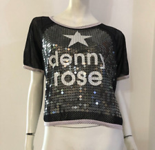 DENNY ROSE Maglia t-shirt nera paillettes logo Tg XL