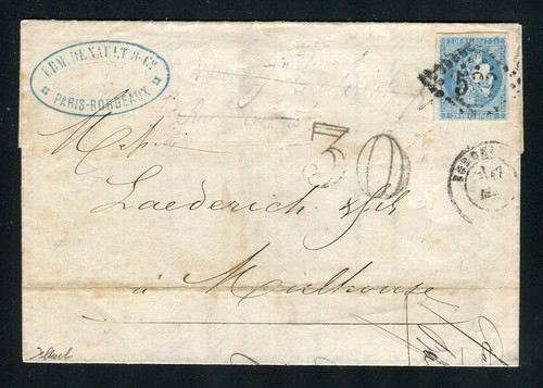Rare lettre taxée bordeaux - taxée, de