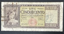 ITALIA BANCONOTA 500 LIRE 1947 In Basso - Al Lato Dec 10 Feb. 1948 e 9 Feb. 1948