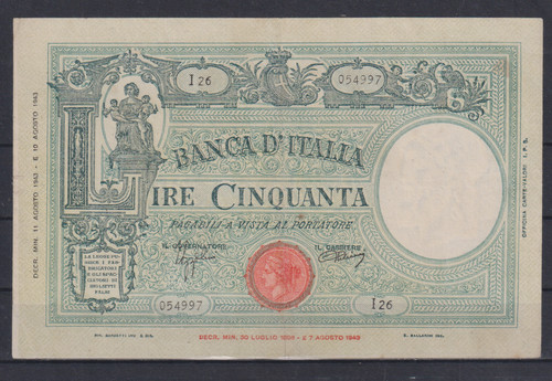 Taly italien 50 lire 1943 - italien,