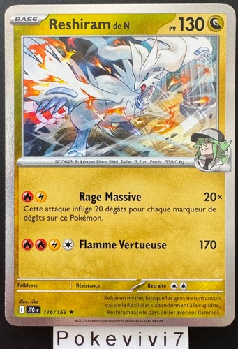 Carte pokemon reshiram - pokemon, 116/159
