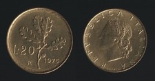 20 LIRE 1975 RAMO DI QUERCIA - ITALIA FDC/UNC FIOR DI CONIO