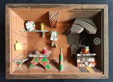 "CUCINA TRADIZIONALE" - MINIATURA ARTIGIANALE 3D - Legno dipinto, anni '60