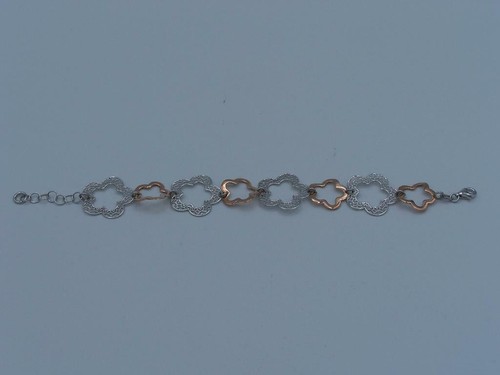 Bracciale argento fiori rosè - argento,