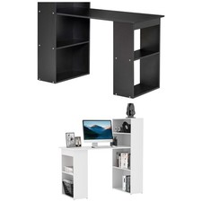 HOMCOM Scrivania Computer con Libreria Salvaspazio Tavolo da Pranzo Porta PC