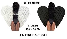 CARNEVALE HALLOWEEN ALI ANGELO, DIAVOLO DEMONE BIANCHE NERE GRANDI 100 x 80 CM