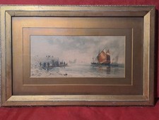 Quadro Antico. acquerello su carta; '800; firmato;cm 15x34;cornice cm 36x54