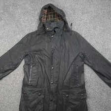 Barbour Border giacca cerata uomo taglia c36 nera foderata sherpa cappuccio lungo