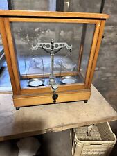 ⚜️ ANTICA BILANCIA DA FARMACIA PRECISIONE TECA LEGNO ITALIA EPOCA 1900 CASSETTO