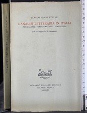 L'ANALISI LETTERARIA IN ITALIA. D'ARCO SILVIO AVALLE. RICCARDO RICCIARDI.