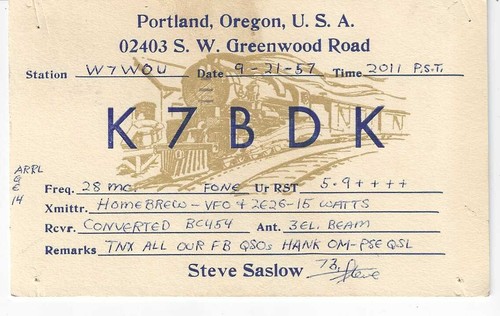 Scheda radio qsl 1957 portland - radio,
