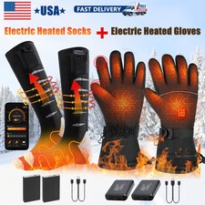Electric Heated Socks +Heated Gloves Rechargeable Battery Winter Men Women Socks