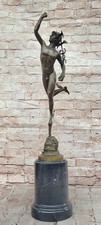 Rara Figurina In Bronzo Di Mercurio Scultura D'Arte Di Qualità Museale Romana