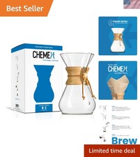 Pour Over Glass Coffeemaker 8-Cup Classic Series Dishwasher Safe Home Brewing