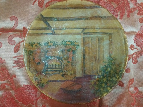 Piatto decorato con - con, decoupage