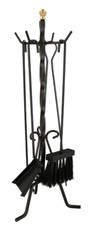 SET ATTREZZI PER CAMINO IN FERRO KIT ACCESSORI CAMINETTO MODELLO RITORTO 4 PZ