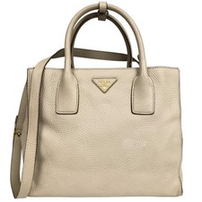 Borsa tote PRADA originale 2 vie borsetta triangolo logo tracolla pelle beige
