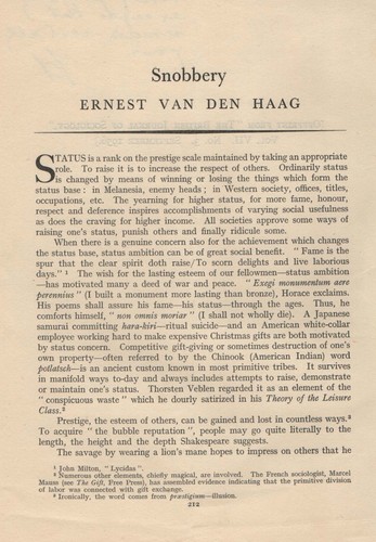 Snobbery sociology ernest van - snobbery,