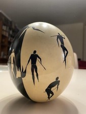 DECO 1920 UOVO DI STRUZZO DIPINTO TRIBALISM france