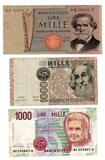 LOTTO 3 BANCONOTE ITALIA ITALIA 1000 LIRE (1970 1980 1990) BUONO STATO