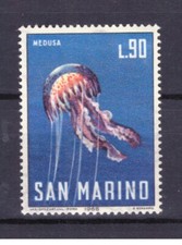 Francobolli San Marino 1966 Fauna Marina Pesci 90 Lire MNH Medusa SAS728