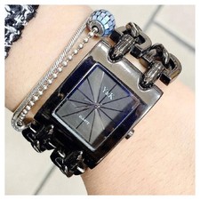 OROLOGIO DONNA DA POLSO Y&K ANALOGICO QUARZO MODERNO CASUAL MODA BRACCIALE NERO