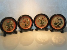 Quadri orientali quattro stagioni in pietre pregiate giada corallo da appoggio