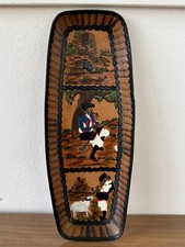 Piatto Rettangolare Vintage Decorativo Artigianale Sardo In Cuoio Sardegna