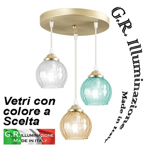 Lampadario moderno ottonato - lampadario,