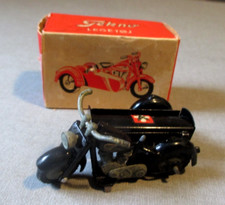 1950-TEKNO DANIMARCA-MOTORYCLE W SIDECAR-HARLEY DAVIDSON GIOCATTOLO PRESSOFUSO CON SCATOLA VINTAGE