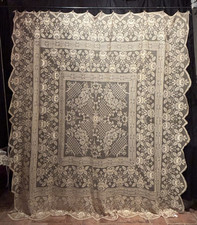 Antico Copriletto  Tovaglia O Tenda Vero Filet Italiano  260x270cm