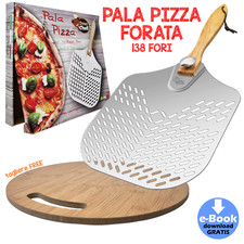 Pala Pizza PLUS + Tagliere - Pala Pizza in Alluminio Forata a Manico Rimovibile