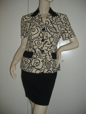 TAILLEUR COMPLETO GIACCA PANNA GONNA BLU TAGLIA 42 LEGGI LE MISURE